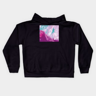 Texture purple and green marbled paint Kids Hoodie